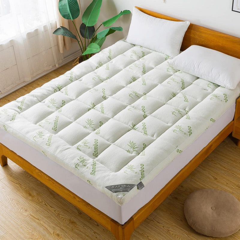 450GSM Bamboo Mattress Topper with Pillow, 8-21" Deep Pocket Cooling Bed Pad for Hot Sleepers, Machine Washable